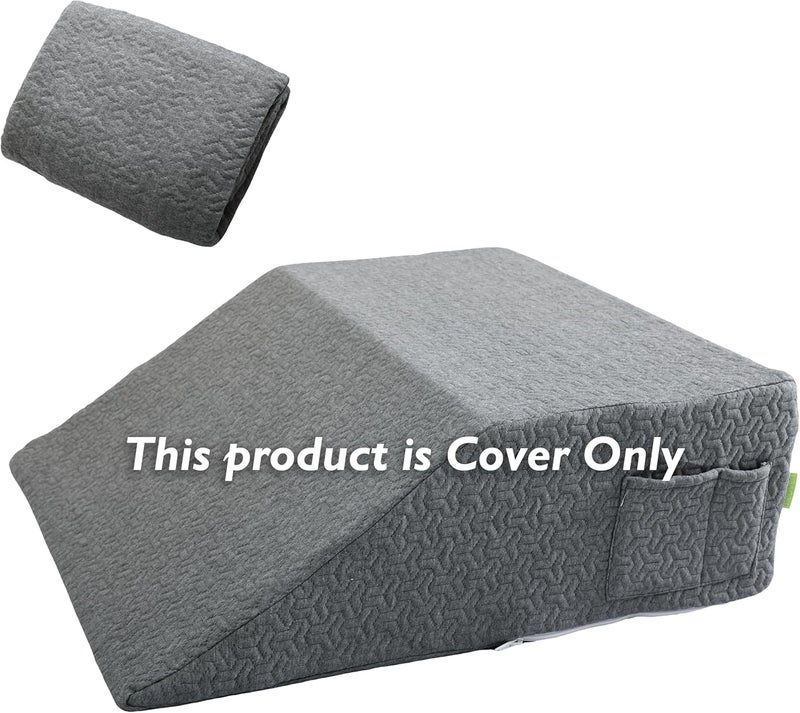 MEOVEN Wedge Pillow Cover for 24x21x8 Leg Elevation Cushion, Knee Pillow Cover, Hypoallergenic Replacement Pillowcase with Zipper & Pockets, Gray - Image 4